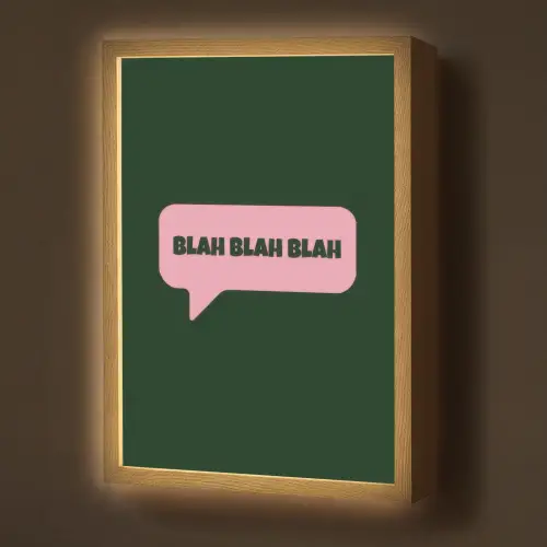 Tekstwolk - BLAH BLAH BLAH - Roze Light Box met batterij (Wandlamp) middel -z3d_website