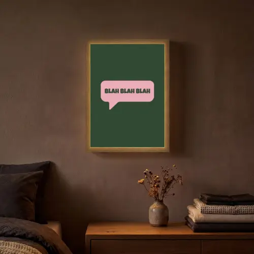 Tekstwolk - BLAH BLAH BLAH - Roze Light Box met batterij (Wandlamp) middel -sfeer4