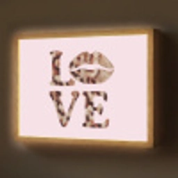 Tekst - Love - Pantervacht - Lichtroze Light Box met batterij (Wandlamp) middel -z3d_website