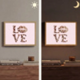 Tekst - Love - Pantervacht - Lichtroze Light Box met batterij (Wandlamp) middel -sfeer3