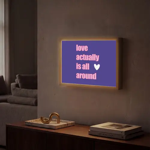 Tekst - Valentijn - Love - Blauw Light Box met batterij (Wandlamp) middel -sfeer1