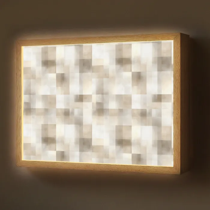 Textuur - Linnen - Beige Light Box met batterij (Wandlamp) middel 907 -z3d_website