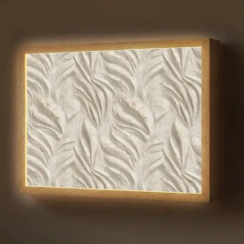 Textuur - Reliëf - Beige Light Box met batterij (Wandlamp) middel 907 -z3d_website