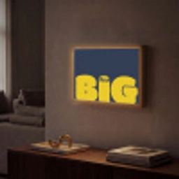 Think big - Blauw - Geel Light Box met batterij (Wandlamp) middel -sfeer1
