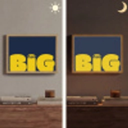 Think big - Blauw - Geel Light Box met batterij (Wandlamp) middel -sfeer3