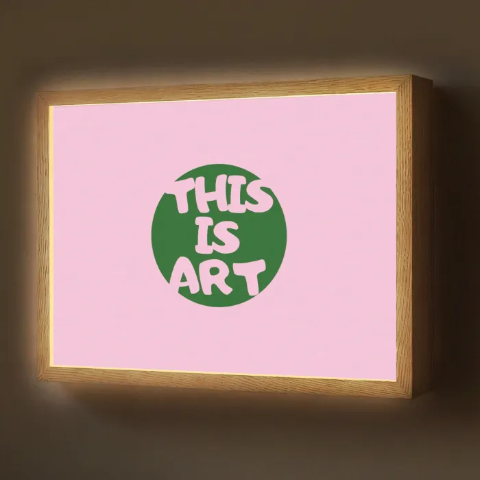 This is art - Tekst - Cirkel - Groen Light Box met batterij (Wandlamp) middel -z3d_website