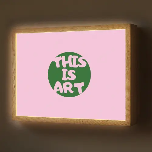 This is art - Tekst - Cirkel - Groen Light Box met batterij (Wandlamp) middel -z3d_website