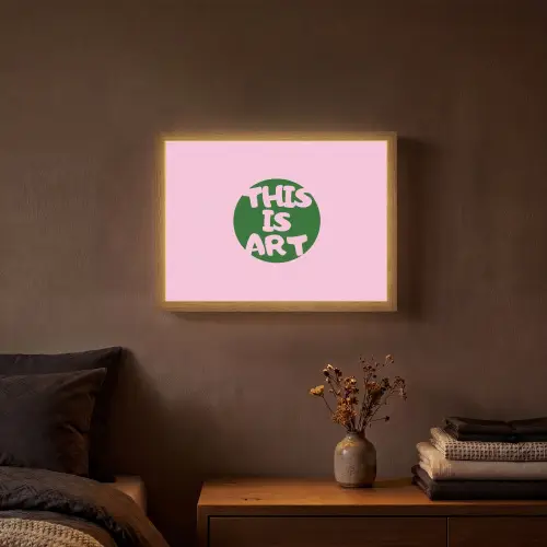 This is art - Tekst - Cirkel - Groen Light Box met batterij (Wandlamp) middel -sfeer4