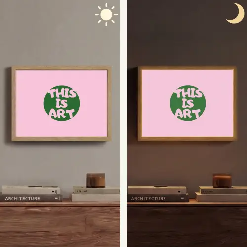This is art - Tekst - Cirkel - Groen Light Box met batterij (Wandlamp) middel -sfeer3