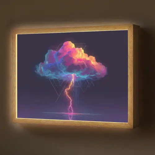 Donderwolk - Bliksemschicht - Licht - Blauw Light Box met batterij (Wandlamp) middel -z3d_website