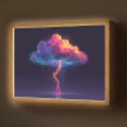Donderwolk - Bliksemschicht - Licht - Blauw Light Box met batterij (Wandlamp) middel -z3d_website