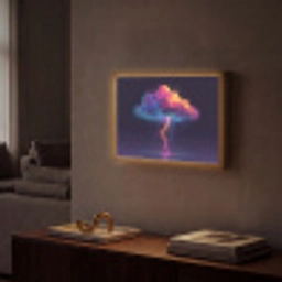 Donderwolk - Bliksemschicht - Licht - Blauw Light Box met batterij (Wandlamp) middel -sfeer1