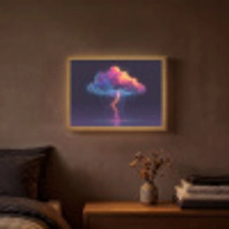 Donderwolk - Bliksemschicht - Licht - Blauw Light Box met batterij (Wandlamp) middel -sfeer4