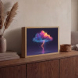 Donderwolk - Bliksemschicht - Licht - Blauw Light Box met batterij (Wandlamp) middel -sfeer2
