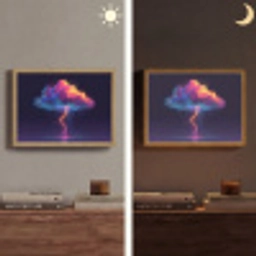 Donderwolk - Bliksemschicht - Licht - Blauw Light Box met batterij (Wandlamp) middel -sfeer3