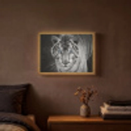 Tijger - Dier - Zwart - Blauw - Modern Light Box met batterij (Wandlamp) middel -sfeer4