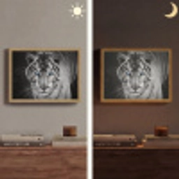 Tijger - Dier - Zwart - Blauw - Modern Light Box met batterij (Wandlamp) middel -sfeer3