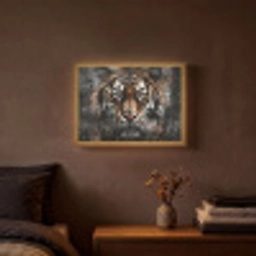 Tijger - Dieren - Portret - Luxe - Zwart Light Box met batterij (Wandlamp) middel -sfeer4