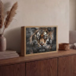 Tijger - Dieren - Portret - Luxe - Zwart Light Box met batterij (Wandlamp) middel -sfeer2