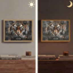 Tijger - Dieren - Portret - Luxe - Zwart Light Box met batterij (Wandlamp) middel -sfeer3