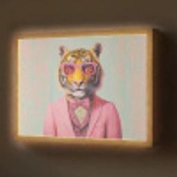 Tijger - Strik - Jasje - Roze Light Box met batterij (Wandlamp) middel -z3d_website