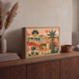 Tijger - Kleurrijk - Palmen - Cactus Light Box met batterij (Wandlamp) middel -sfeer2