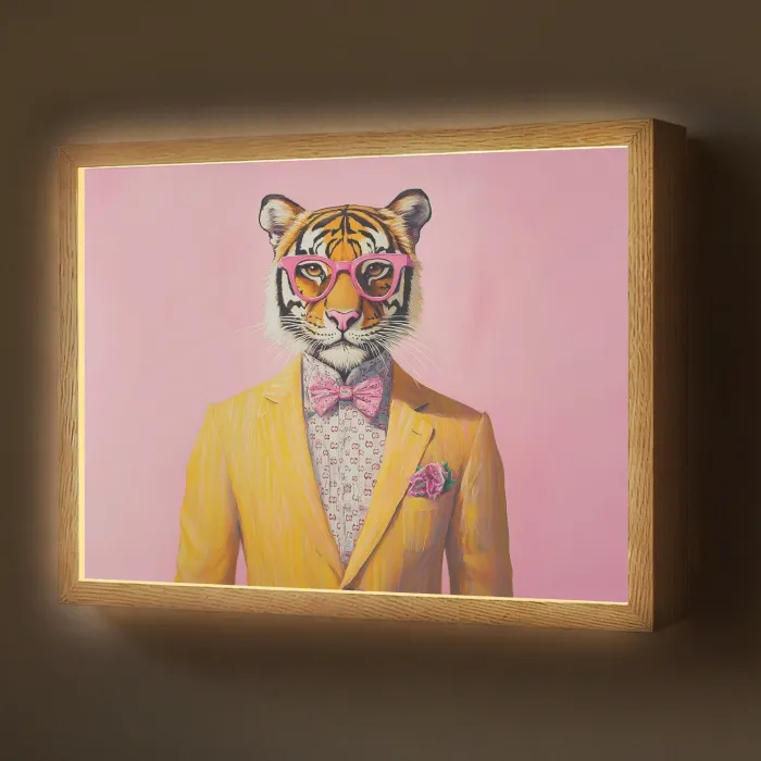 Tijger - Bril - Geel - Jasje Light Box met batterij (Wandlamp) middel -z3d_website