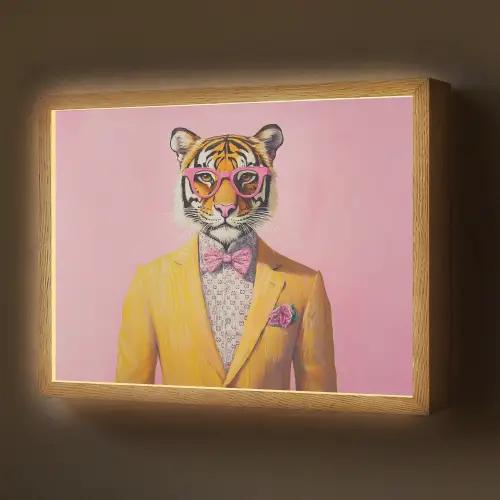 Tijger - Bril - Geel - Jasje Light Box met batterij (Wandlamp) middel -z3d_website