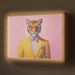Tijger - Bril - Geel - Jasje Light Box met batterij (Wandlamp) middel -z3d_website