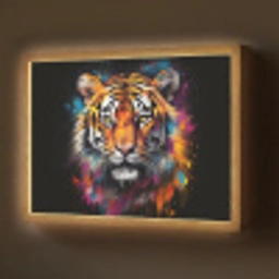 Tijger - Graffiti - Dieren - Zwart Light Box met batterij (Wandlamp) middel -z3d_website