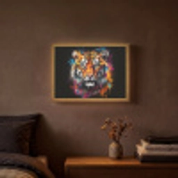 Tijger - Graffiti - Dieren - Zwart Light Box met batterij (Wandlamp) middel -sfeer4