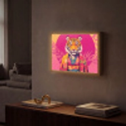 Tijger - Kimono - Planten - Roze Light Box met batterij (Wandlamp) middel -sfeer1