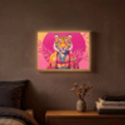 Tijger - Kimono - Planten - Roze Light Box met batterij (Wandlamp) middel -sfeer4