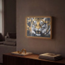 Tijger - Verfspatten - Goud Light Box met batterij (Wandlamp) middel -sfeer1