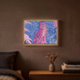 Tijger - Roze - Bladeren - Jungle Light Box met batterij (Wandlamp) middel -sfeer4