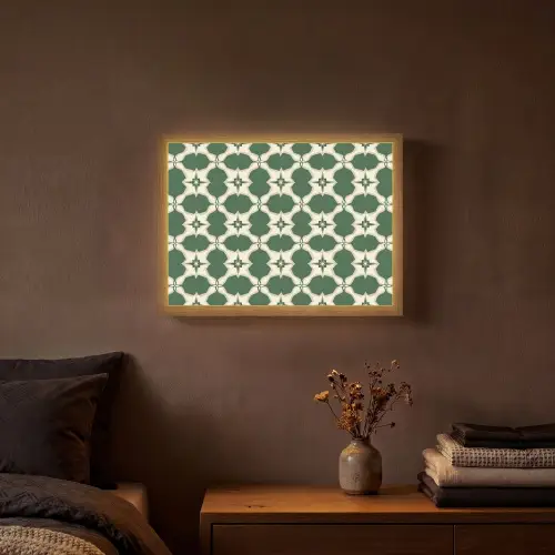Tegel - Klassiek - Groen Light Box met batterij (Wandlamp) middel 907 -sfeer4