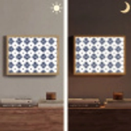 Tegelmotief - Blauw - Wit - Bloem Light Box met batterij (Wandlamp) middel 907 -sfeer3
