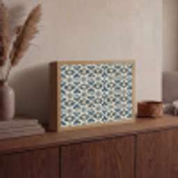 Tegel - Patroon - Blauw - Beige Light Box met batterij (Wandlamp) middel 907 -sfeer2