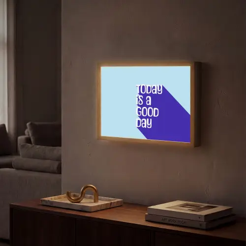 Today is a good day - Blauw - Schaduw Light Box met batterij (Wandlamp) middel -sfeer1
