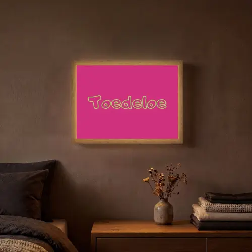 Toedeloe - Groen - Roze Light Box met batterij (Wandlamp) middel -sfeer4