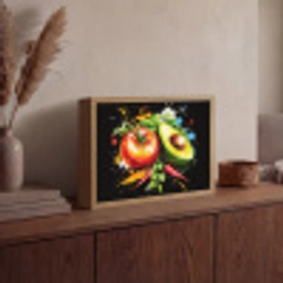 Tomaat - Avocado - Peper - Graffiti - Verf - Modern Light Box met batterij (Wandlamp) middel -sfeer2