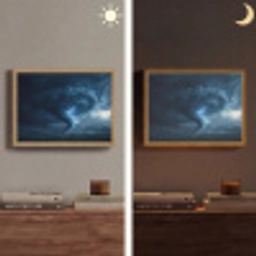 Tornado - Duister - Wolken Light Box met batterij (Wandlamp) middel -sfeer3