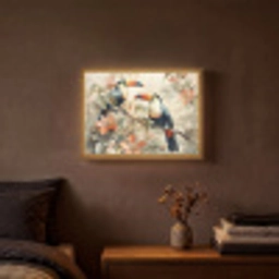 Toekan - Vogels - Bloemen - Tak Light Box met batterij (Wandlamp) middel -sfeer4