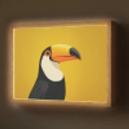 Toekan - Minimalistisch - Snavel - Oranje Light Box met batterij (Wandlamp) middel -z3d_website