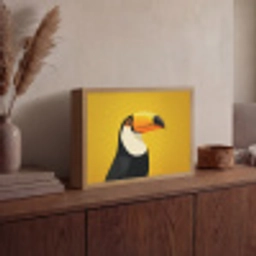 Toekan - Minimalistisch - Snavel - Oranje Light Box met batterij (Wandlamp) middel -sfeer2