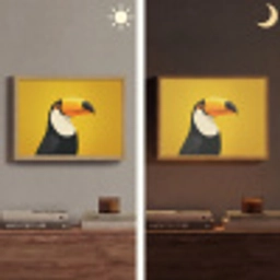 Toekan - Minimalistisch - Snavel - Oranje Light Box met batterij (Wandlamp) middel -sfeer3