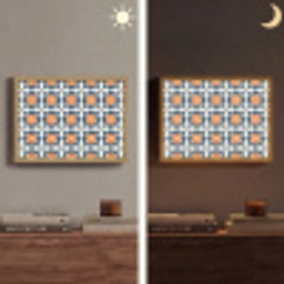 Traditioneel - Tegel - Oranje Light Box met batterij (Wandlamp) middel 907 -sfeer3