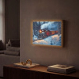 Trein - Kerst - Sneeuw - Kersttrein Light Box met batterij (Wandlamp) middel -sfeer1