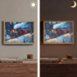 Trein - Kerst - Sneeuw - Kersttrein Light Box met batterij (Wandlamp) middel -sfeer3