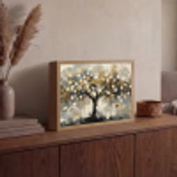 Boom - Abstract - Beige - Goud - Zwart Light Box met batterij (Wandlamp) middel -sfeer2